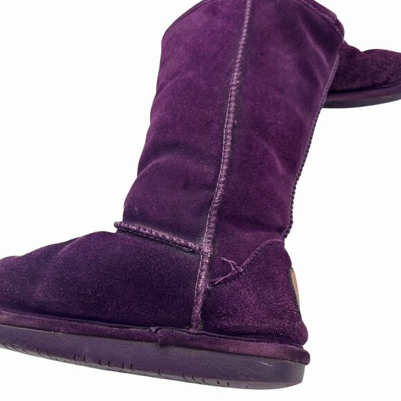 BEARPAW PURPLE SUEDE SHEEPSKIN WOOL MID CALF BOOTS - 7 SHEARLING - Picture 8 of 14
